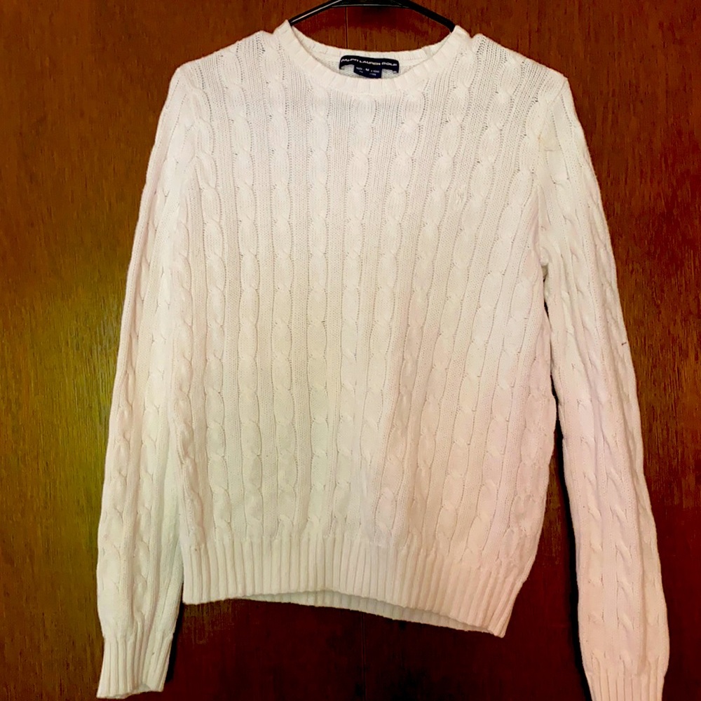 Ralph Lauren Golf white cable knit sweater